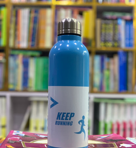 Keep Running Thermal Water Bottle Blue And White