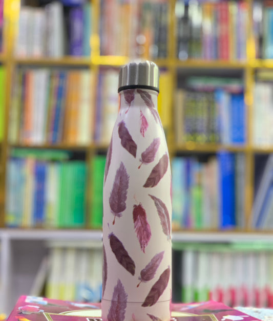 Pink Feathers Pattern Thermal Water Bottle