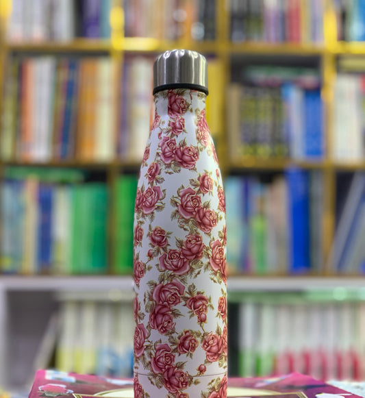 Flower Pattern Pink Thermal Water Bottle