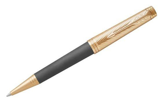 Parker Premier Custom Storm Grey Gold Trim Ballpoint Pen