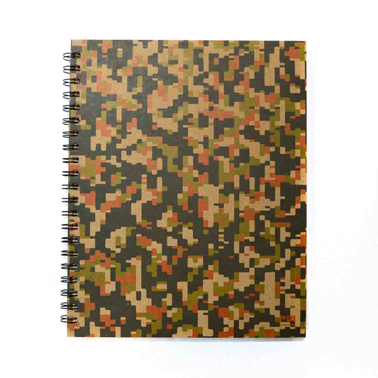 Paperwork Camouflage Military Orange Spiral Notebook A4